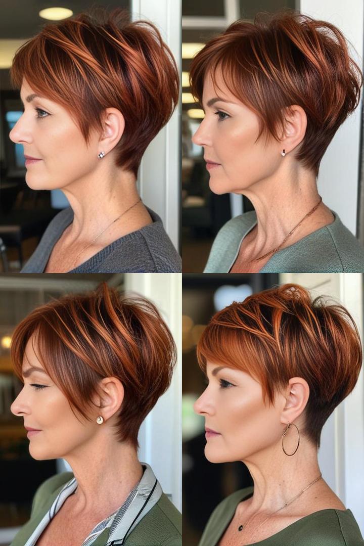 Bold Copper Wedge Pixie Hairstyle