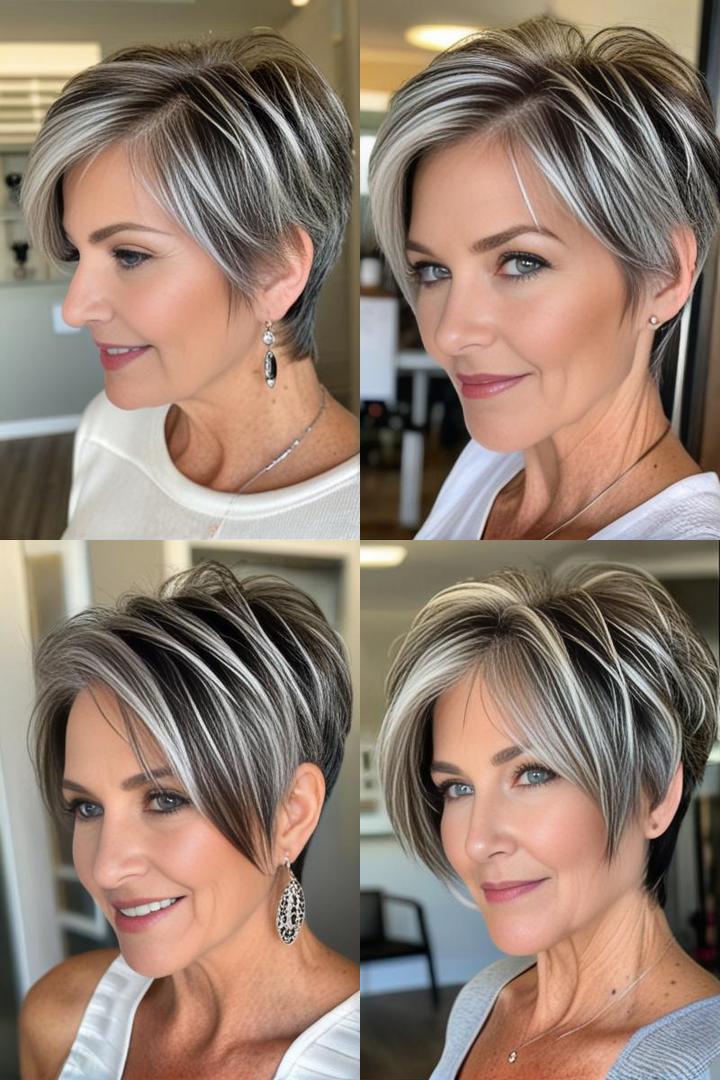 Bold Salt and Pepper Wedge Cut