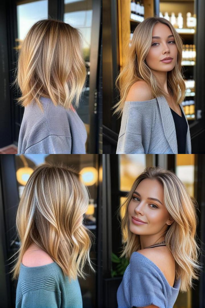 Sun Kissed Honey Blonde Shoulder Length Hair