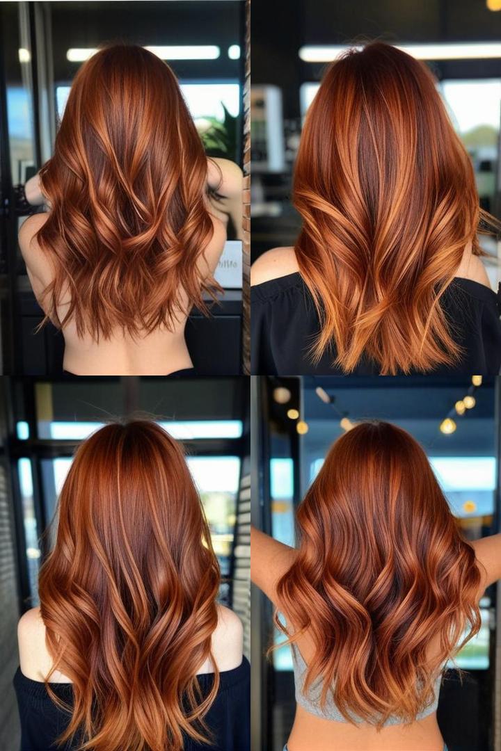 Radiant Copper Hair Color with Gold Highlights