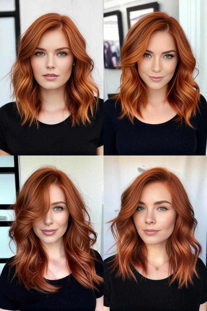 Vibrant Layered Copper Waves Hairstyle