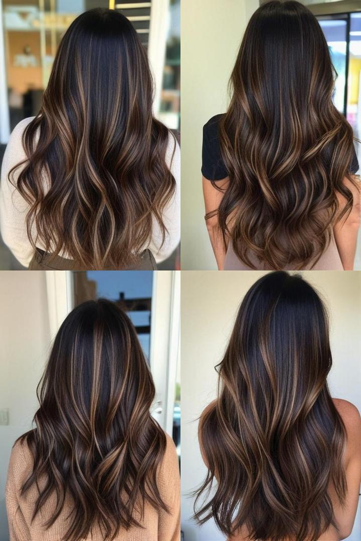 Chunky Mocha Highlights for Dark Brown Balayage Hair