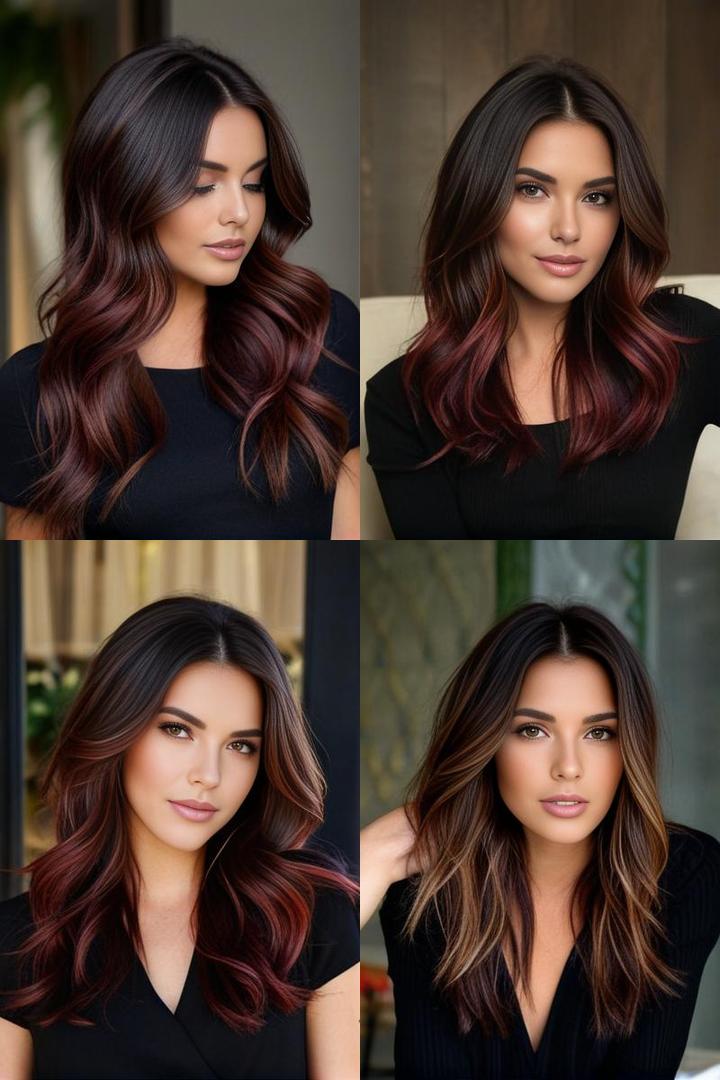 Dark Red Brown Balayage Hair Color Ideas