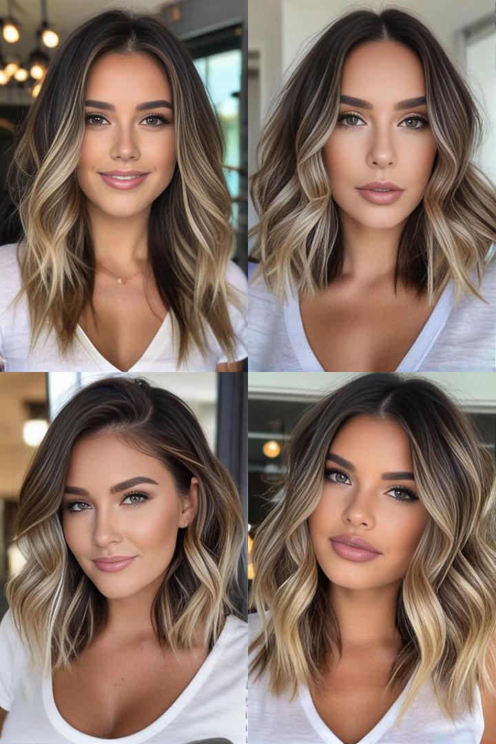 Rich Dark Brown with Beige Blonde Balayage Hair Color Ideas