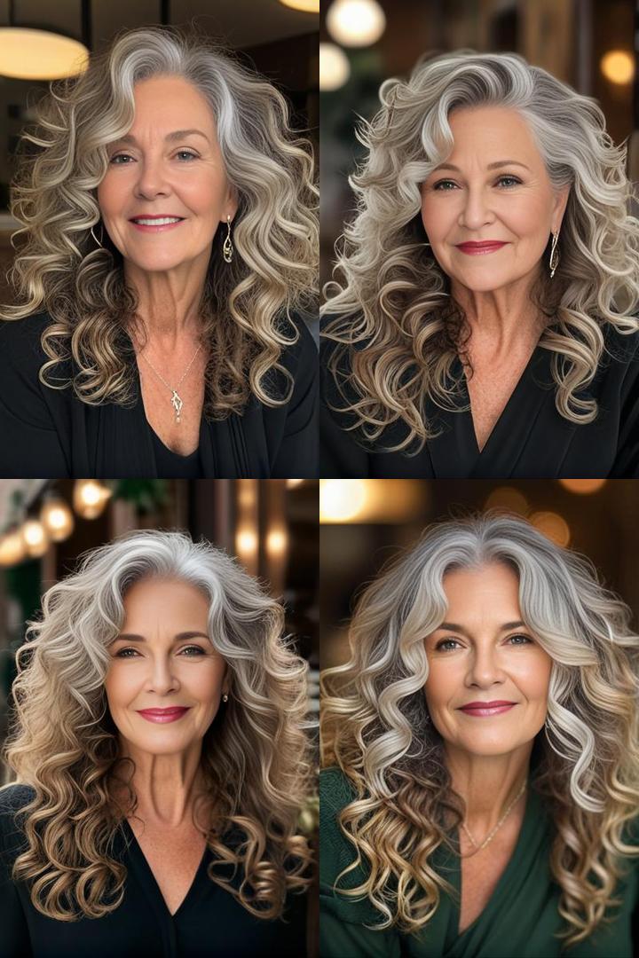 Dreamy Long Curly Layers Hairstyle for Older Women