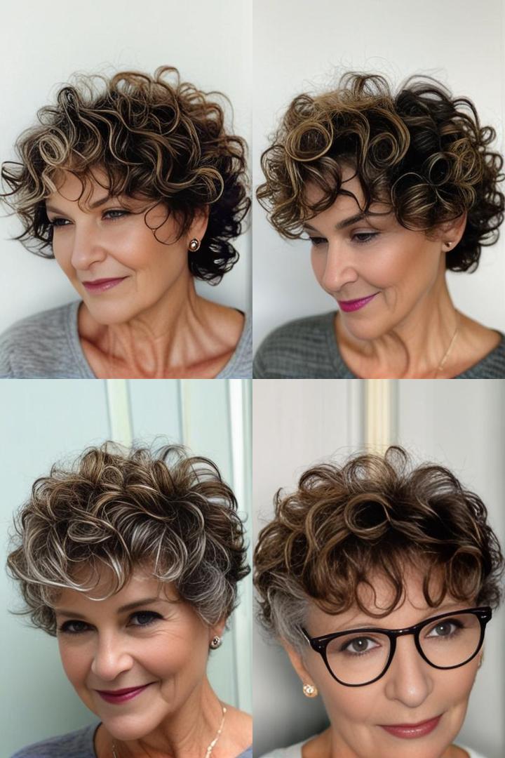 Heightened Curls Curly Pixie Hairstyle for Older Women