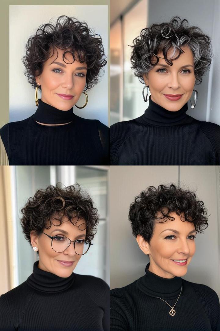 Modern Full On Top Pixie Bob for Curly Haired Older Women