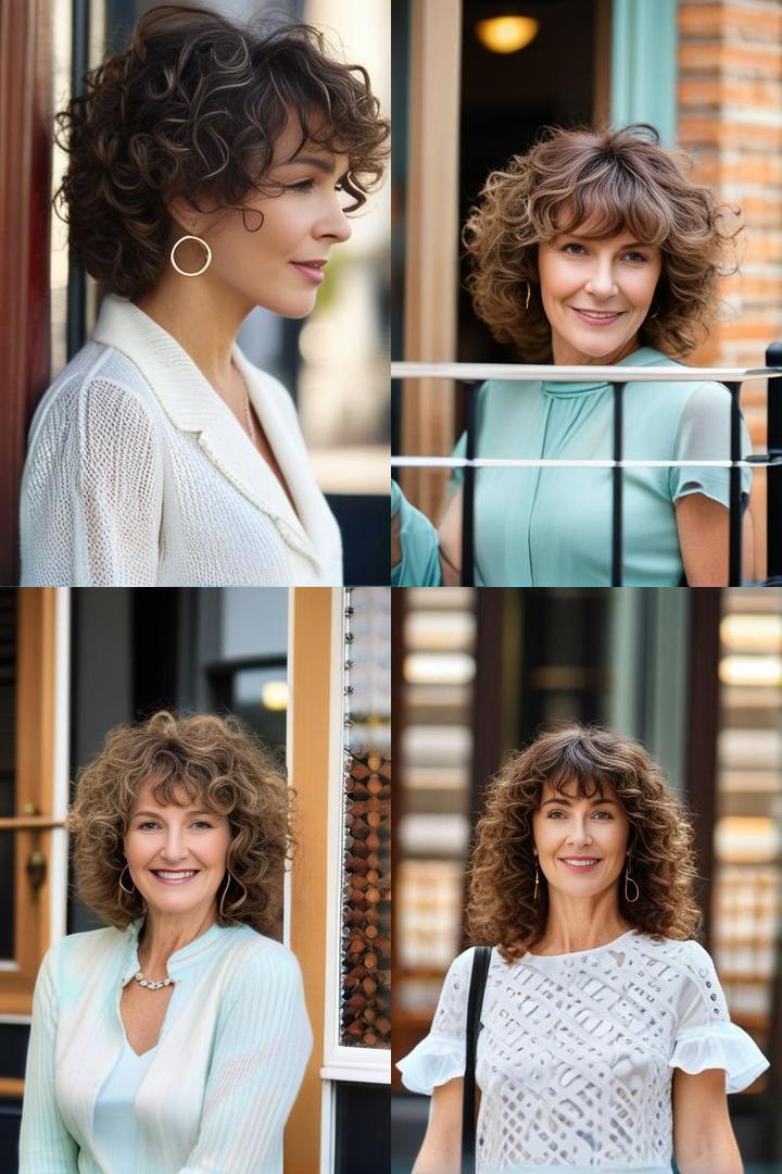 Stylish Curly Bangs for Older Women