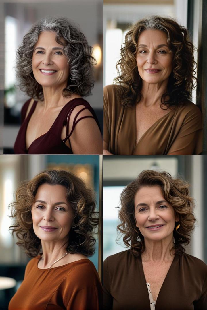 Stylish Shoulder Length Curly Hairstyles for Older Women