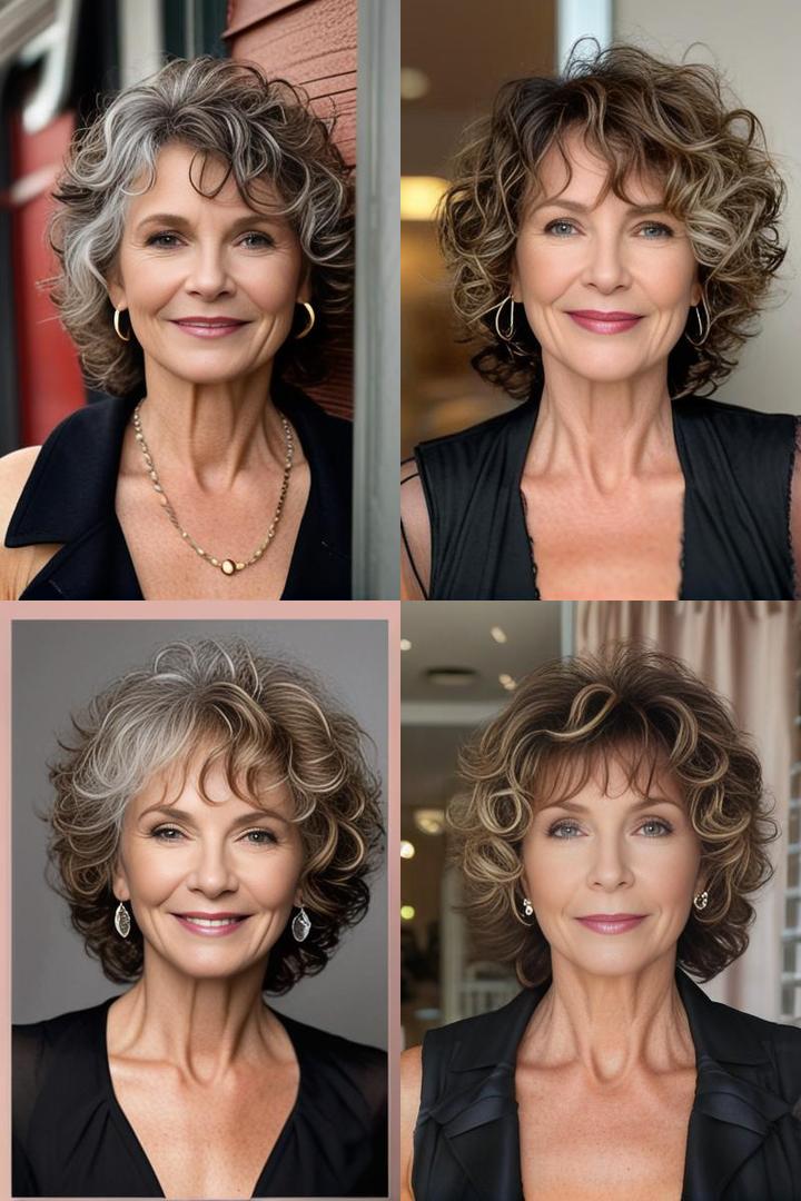 Trendy Curly Shag Hairstyle for Mature Women