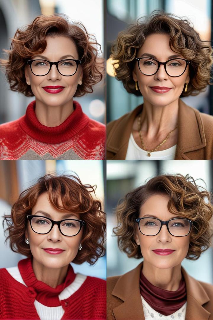 Chic Curly Bob With Glasses