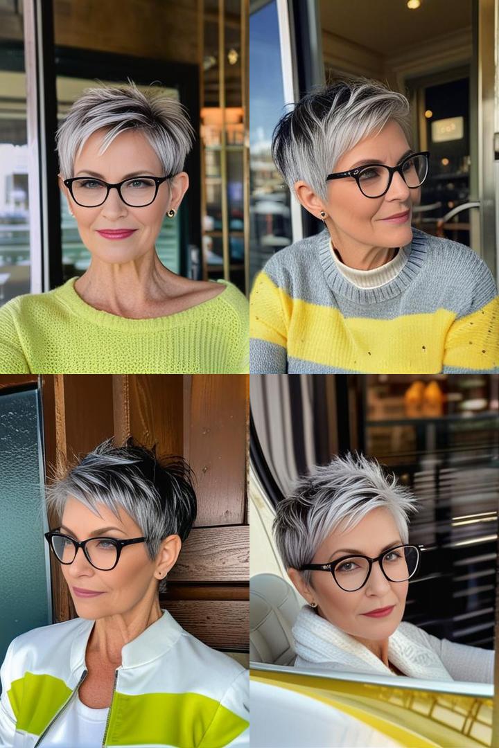 Edgy Pixie Cut For Women Over 50 With Glasses