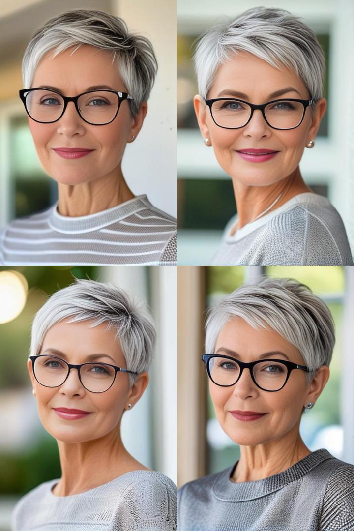 Smooth Silver Pixie Cut