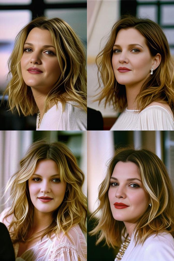 Stunning Drew Barrymore With Medium Shag