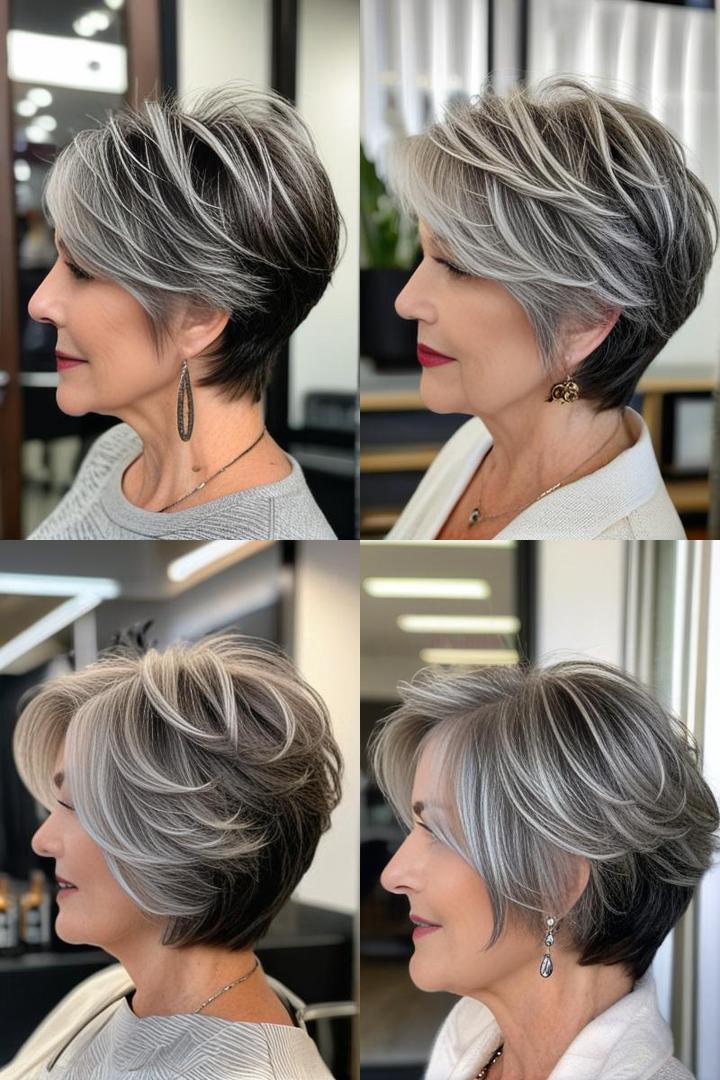 Bold Voluminous Pixie Bob For Mature Women