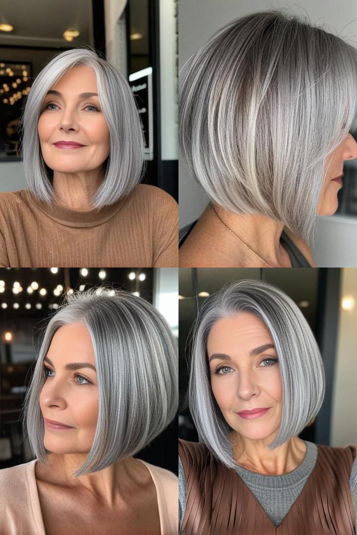 Chic Bob Cut For Straight Gray Hair