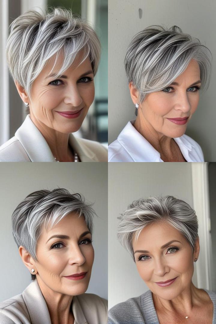 Chic Gray Tapered Cut For Mature Women