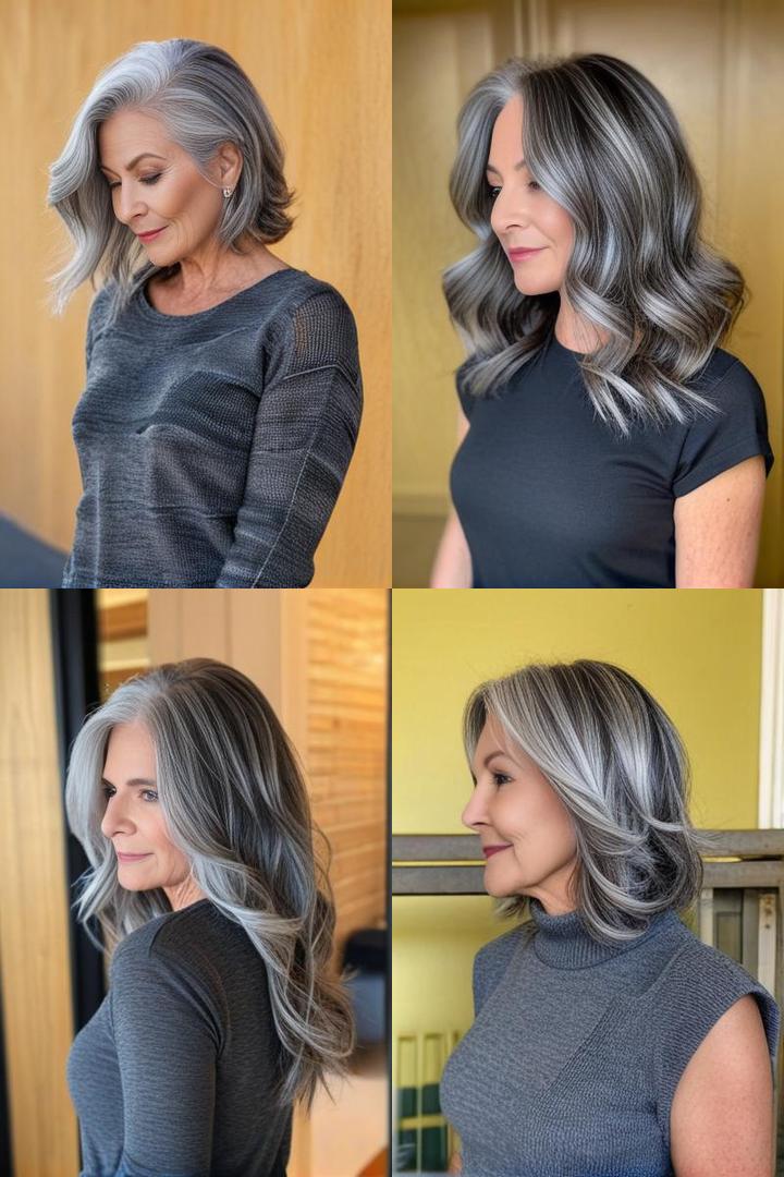 Smoky Silver Highlights For Gray Women