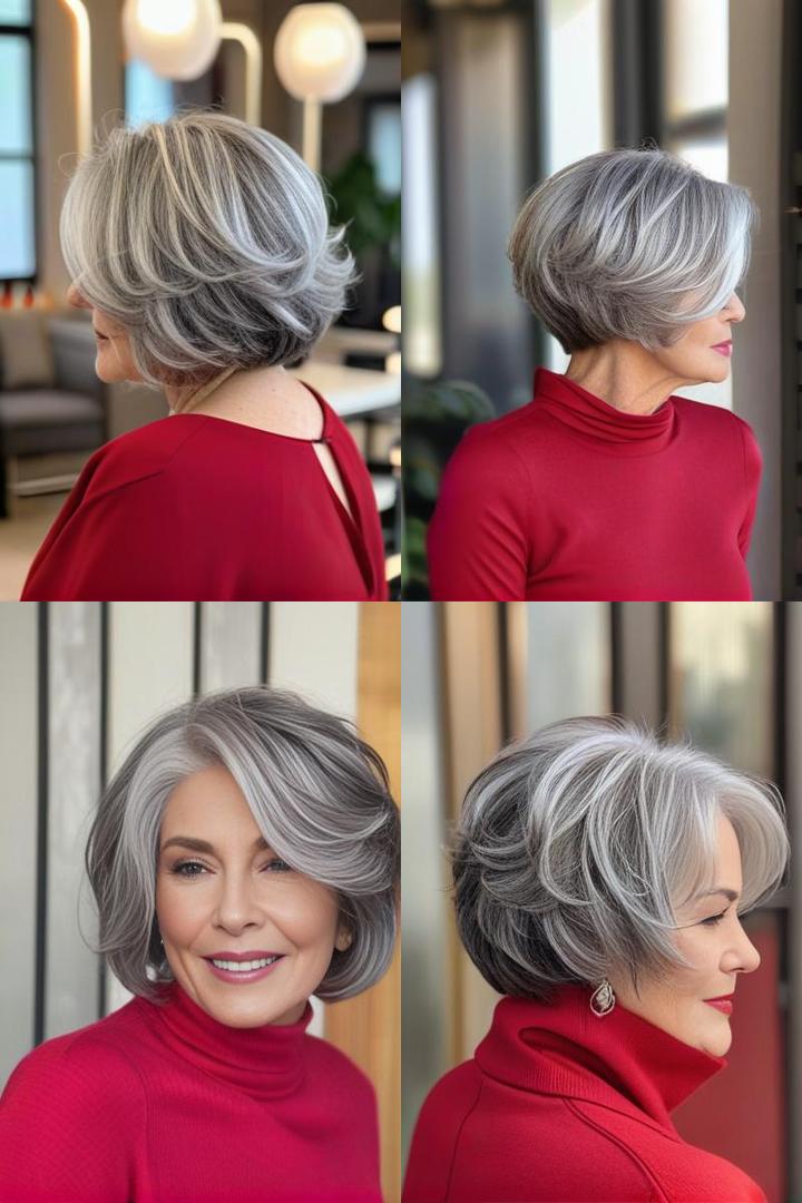 Voluminous Bob For Gray Women