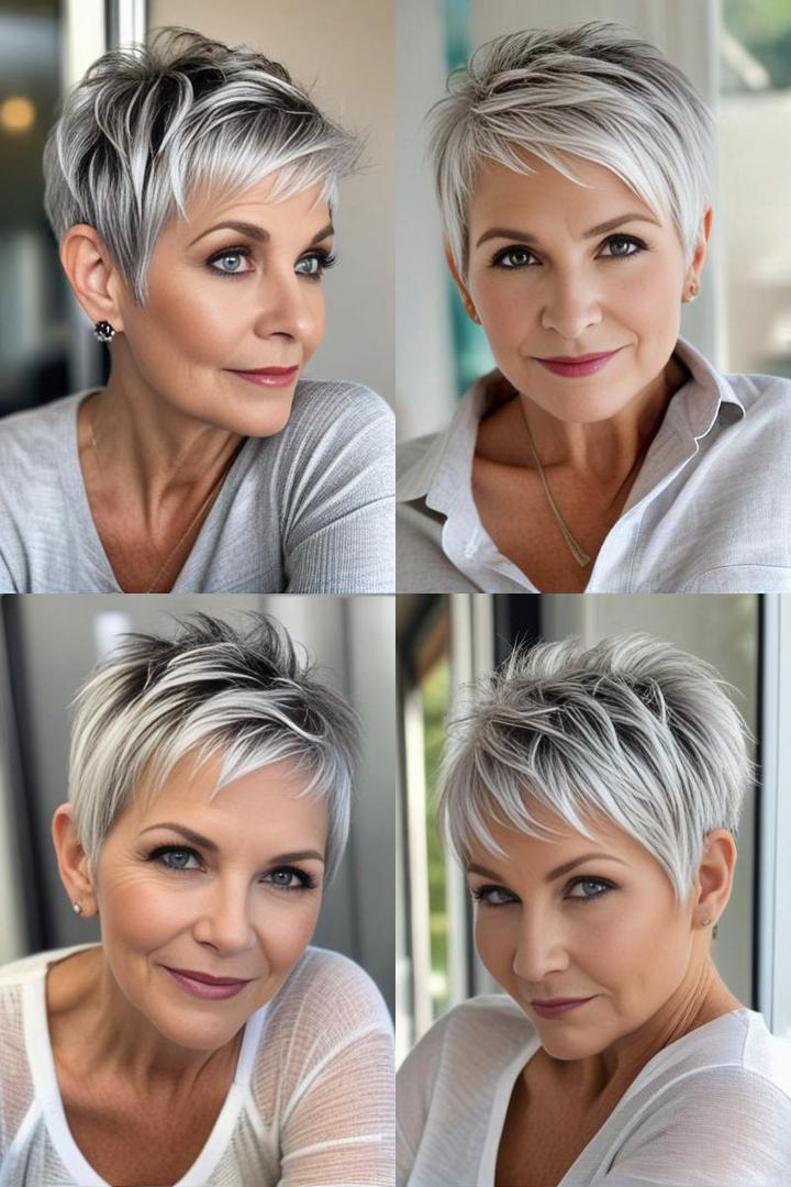 Edgy Silver Pixie For Women Over 50