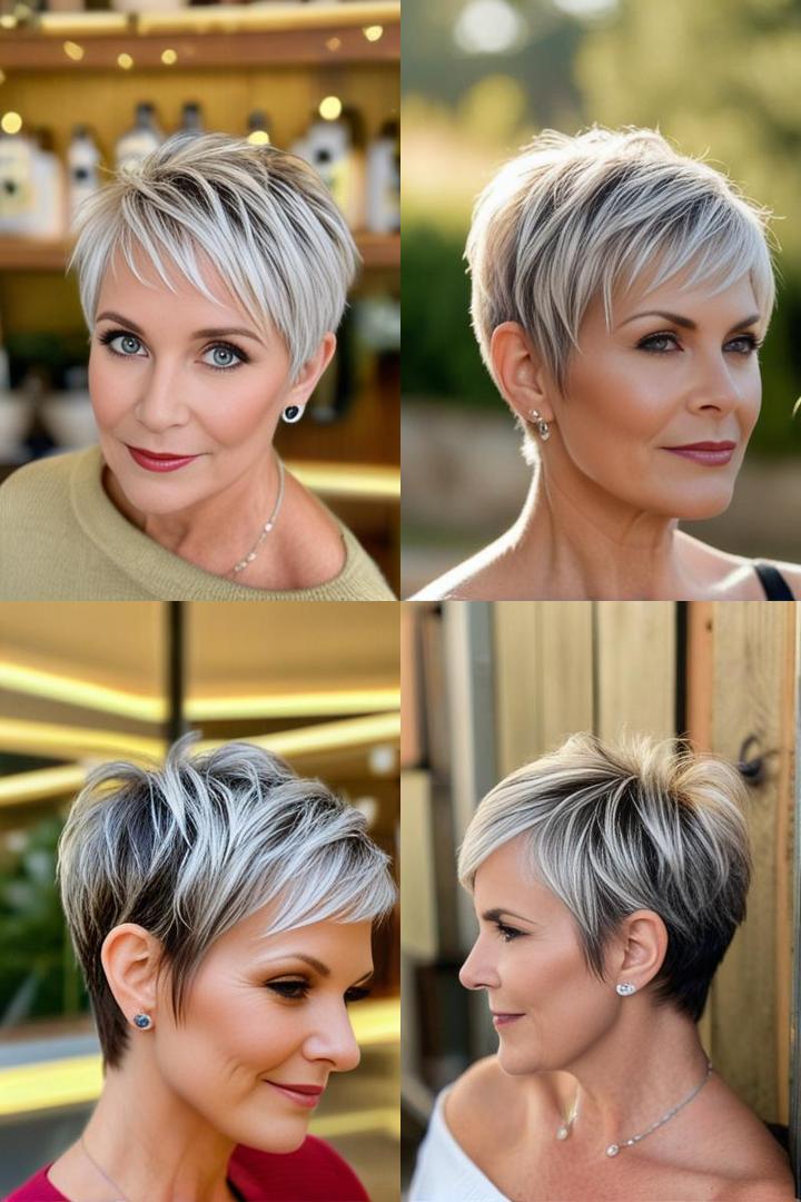 Edgy Stacked Pixie For Women 50