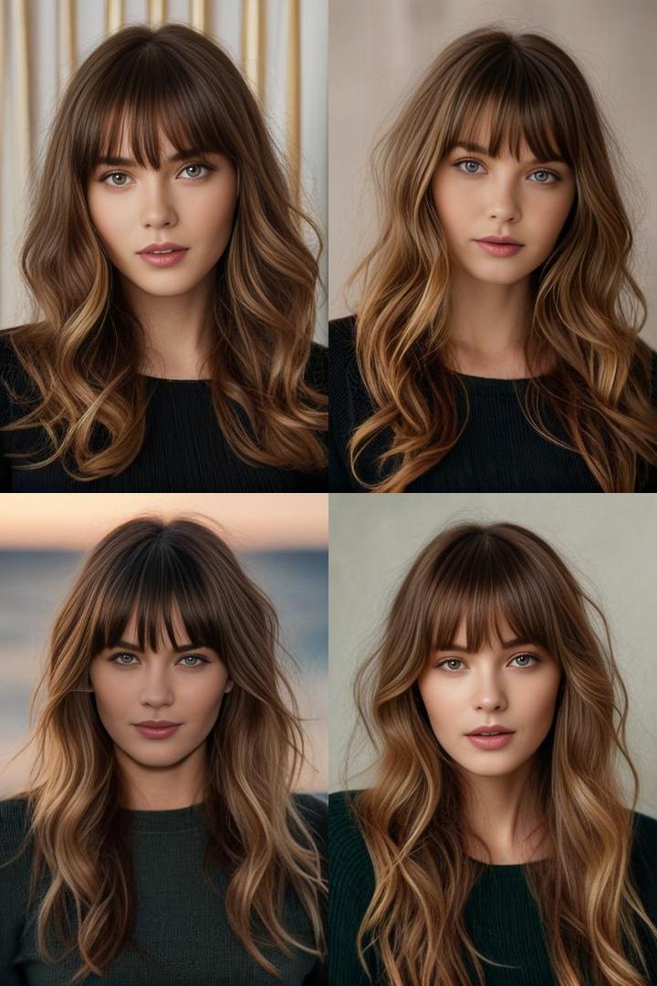 Long Wavy Hair With Stylish Bangs