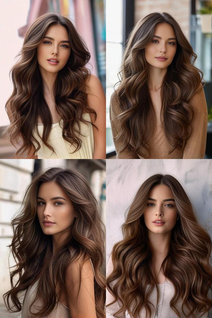 Voluminous Long Wavy Brown Hair