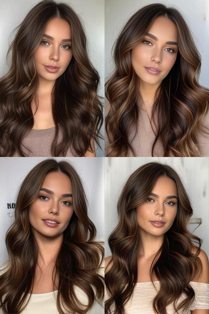 Rich Chocolate Brown Waves With Honey Highlights