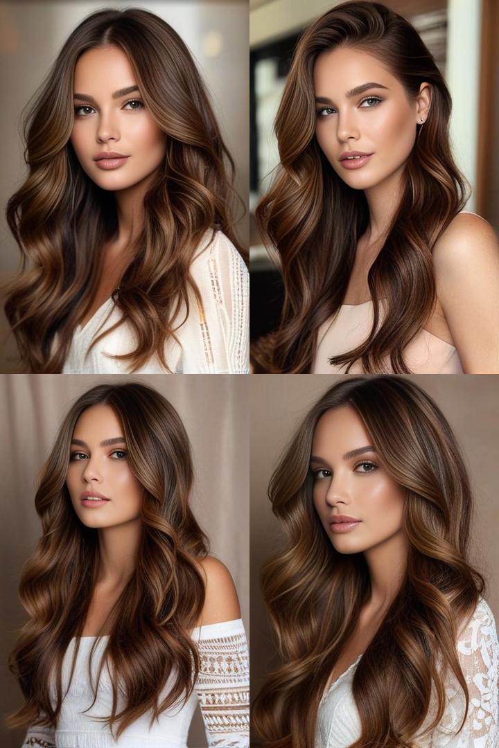 Rich Toffee Caramel Highlights On Long Brown Waves