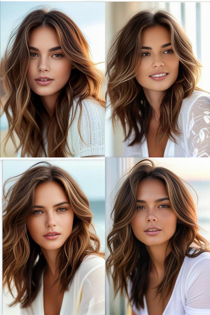 Sun Kissed Waves Long Brown With Caramel Highlights