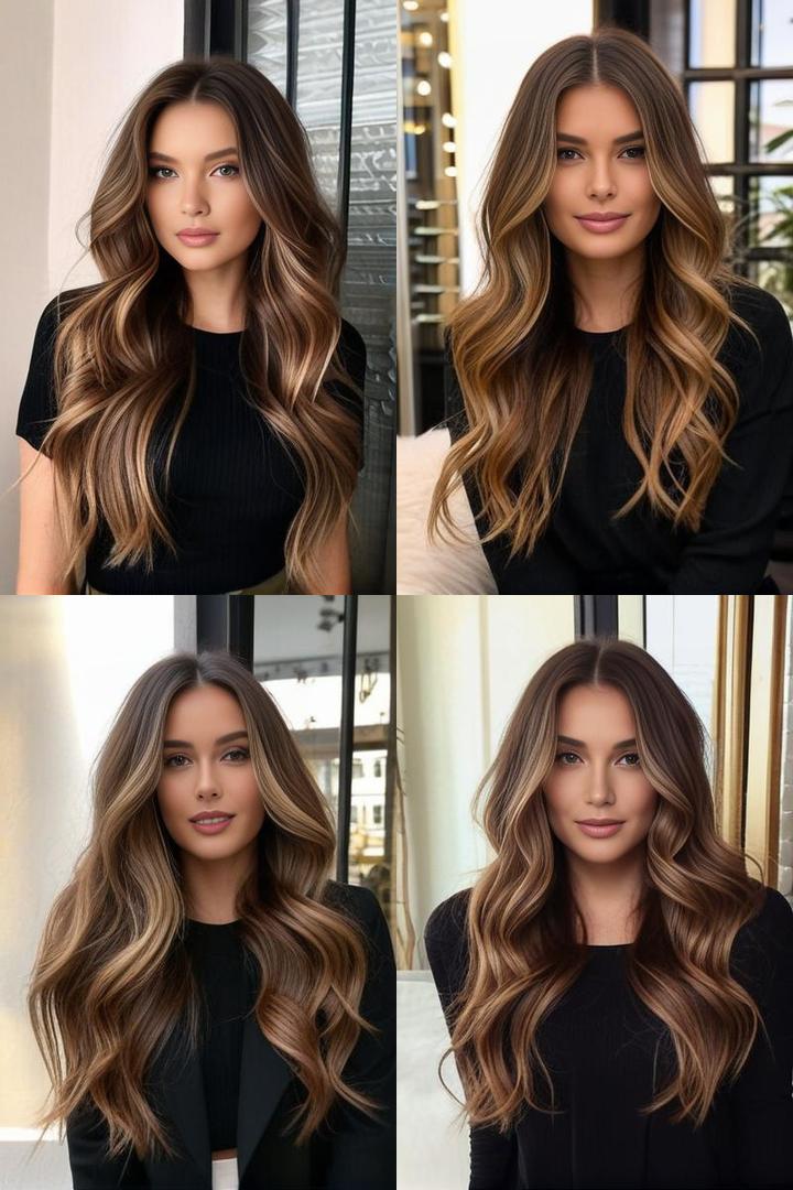 Warm Balayage For Long Wavy Hair