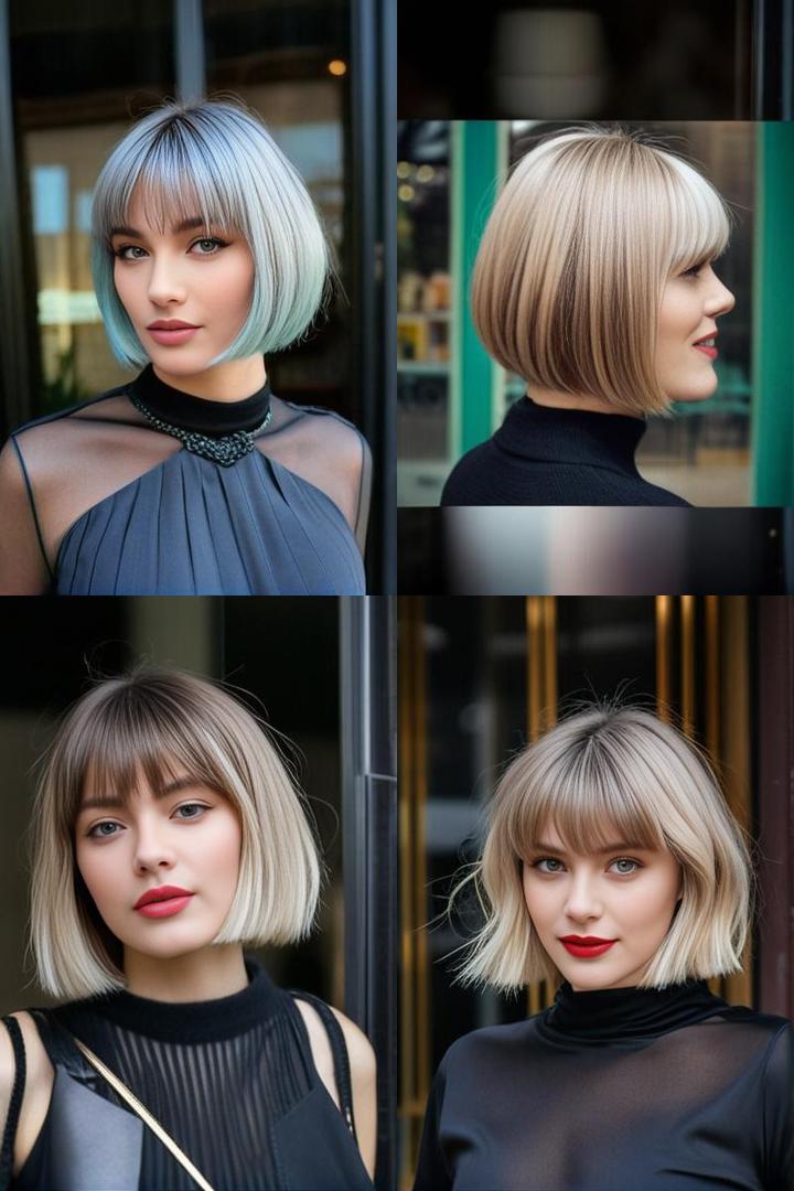 Chic Bob Haircuts for Heart Shaped Faces with Bangs