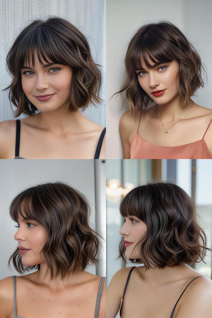 Chic Wavy Bob with Bangs