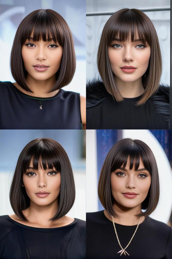 Sleek Bob Bangs with Center Part