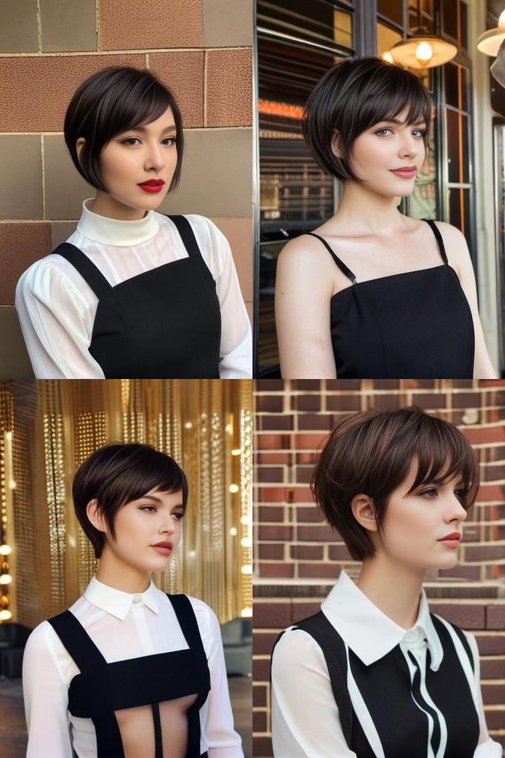 Trendy Pixie Bob with Side Swept Bangs