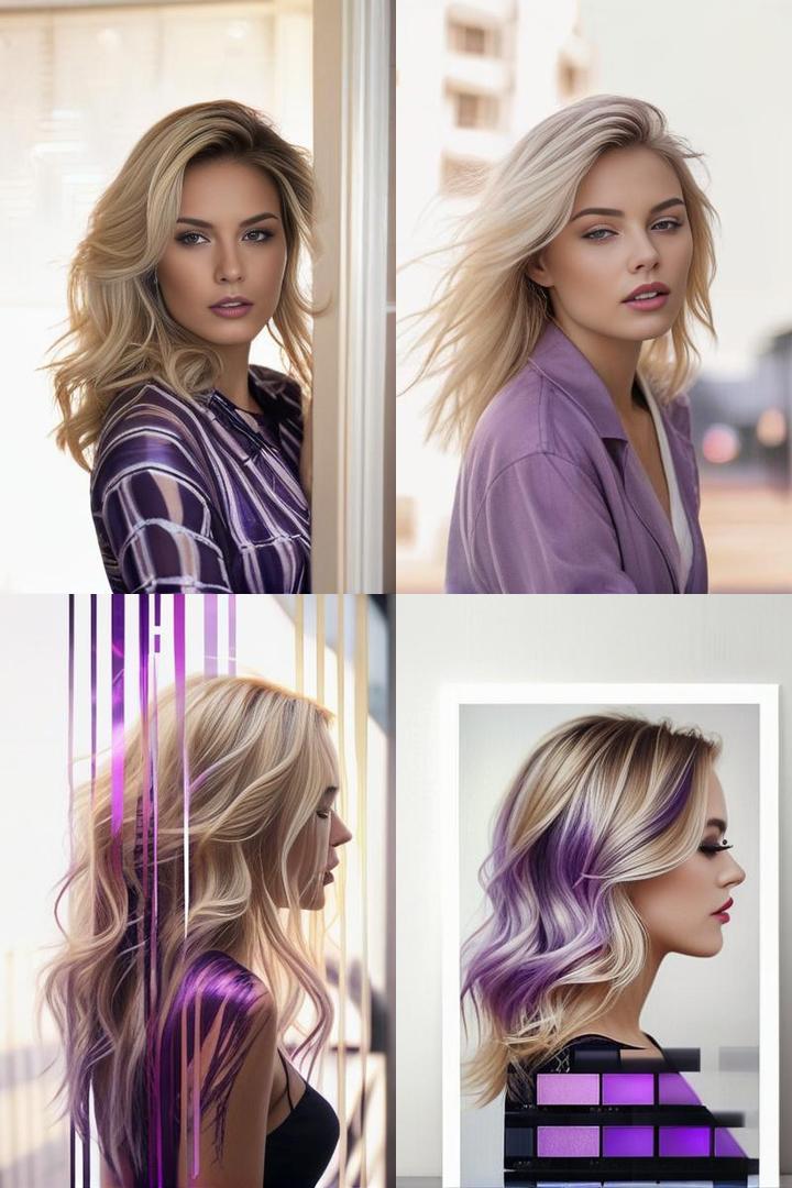 Blonde Purple Highlights Combo