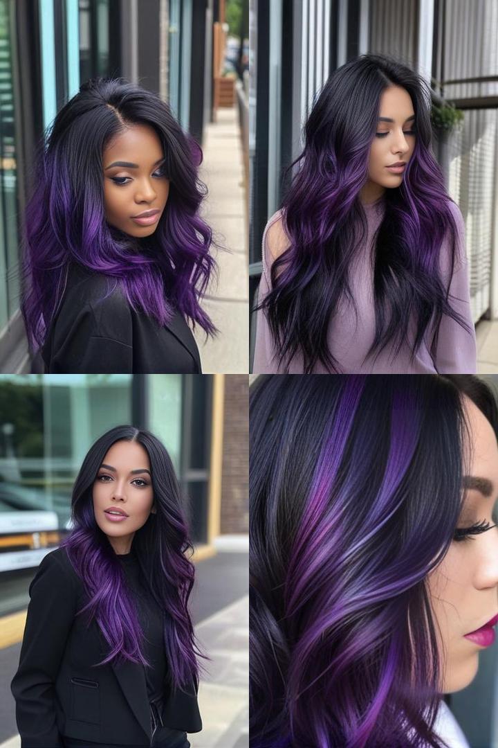 Bold Purple Highlights For Black Hair