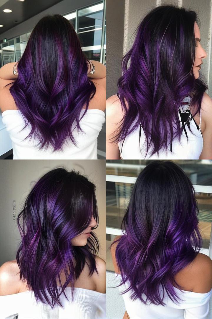 Bold V Cut With Stunning Purple Highlights