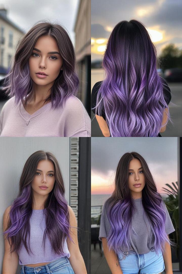 Brunette Hair With Pastel Purple Highlights