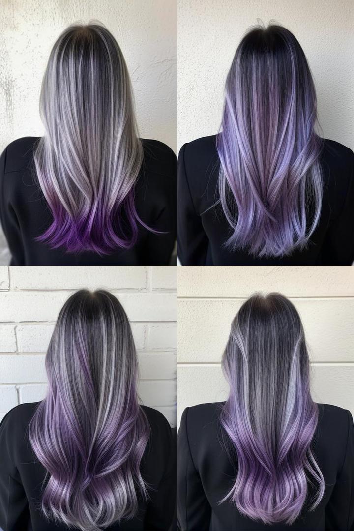 Chic Gray Hair With Subtle Purple Highlights