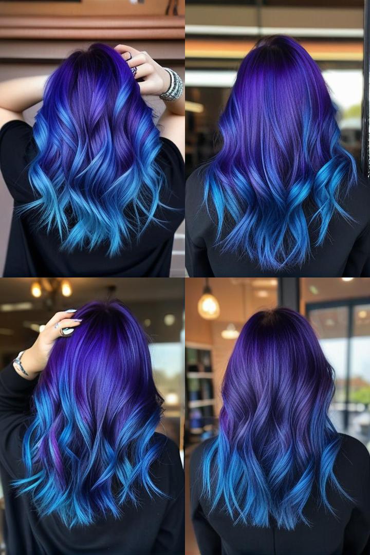 Chic Purple Hair With Blue Highlights