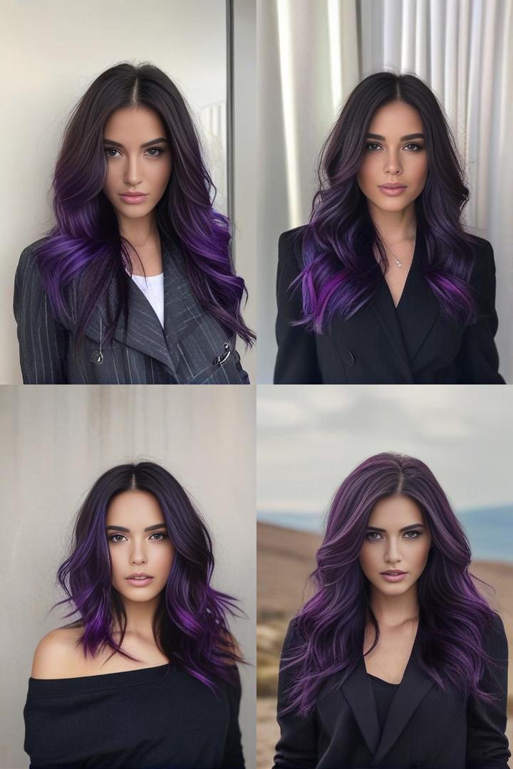 Dark Brown Hair With Vibrant Purple Highlights