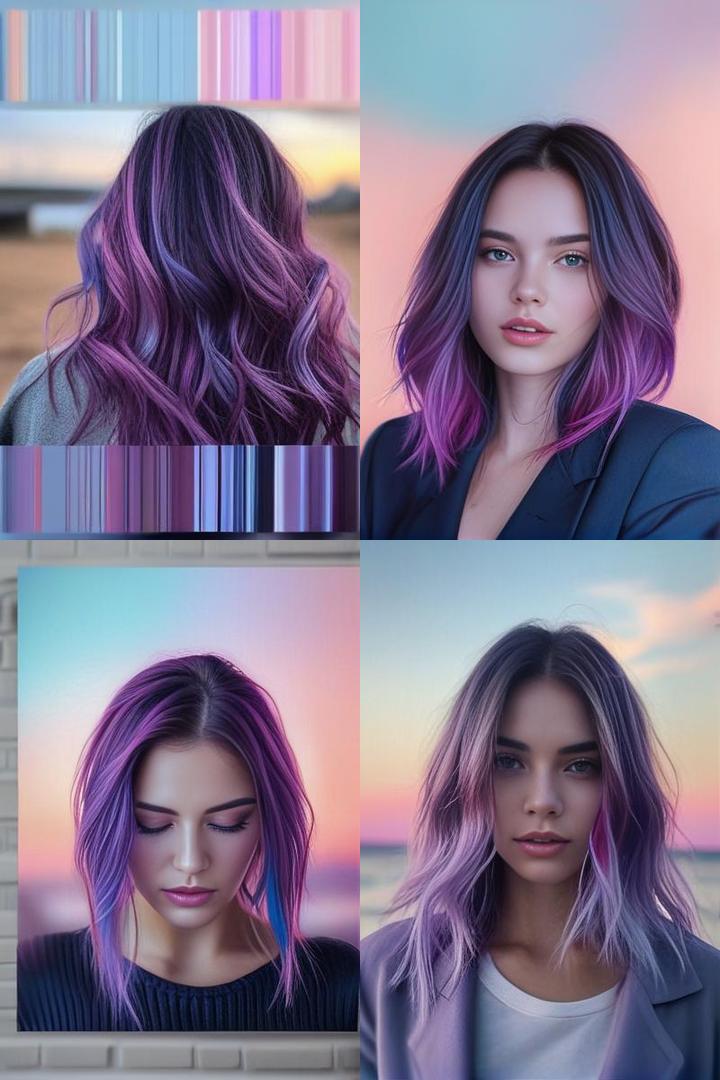 Light Blue Pink And Purple Highlights