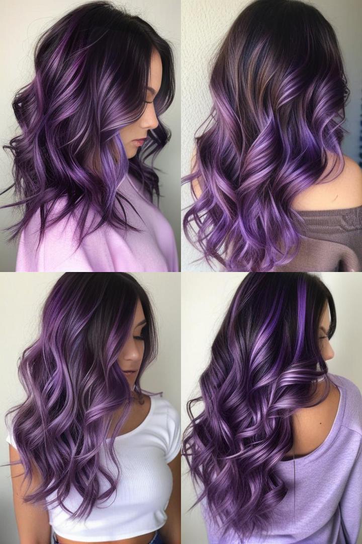 Light Purple Highlights For Curled Ends