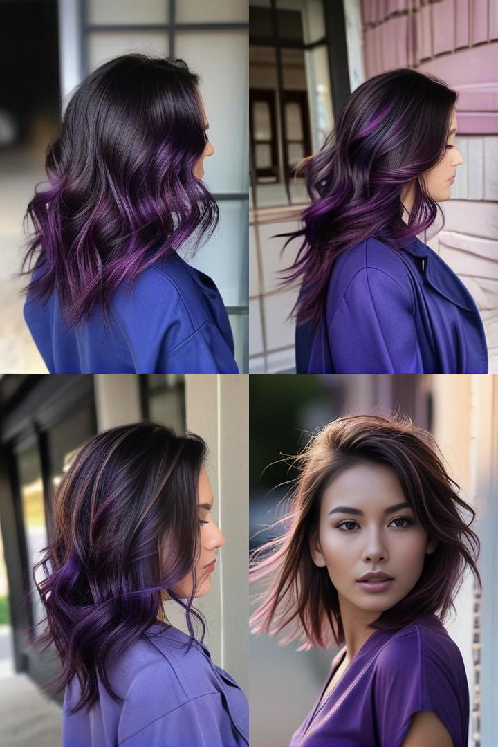 Medium Brown With Midnight Purple Highlights