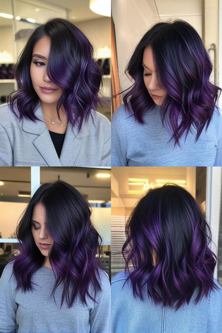 Midnight Purple Balayage For A Unique Look