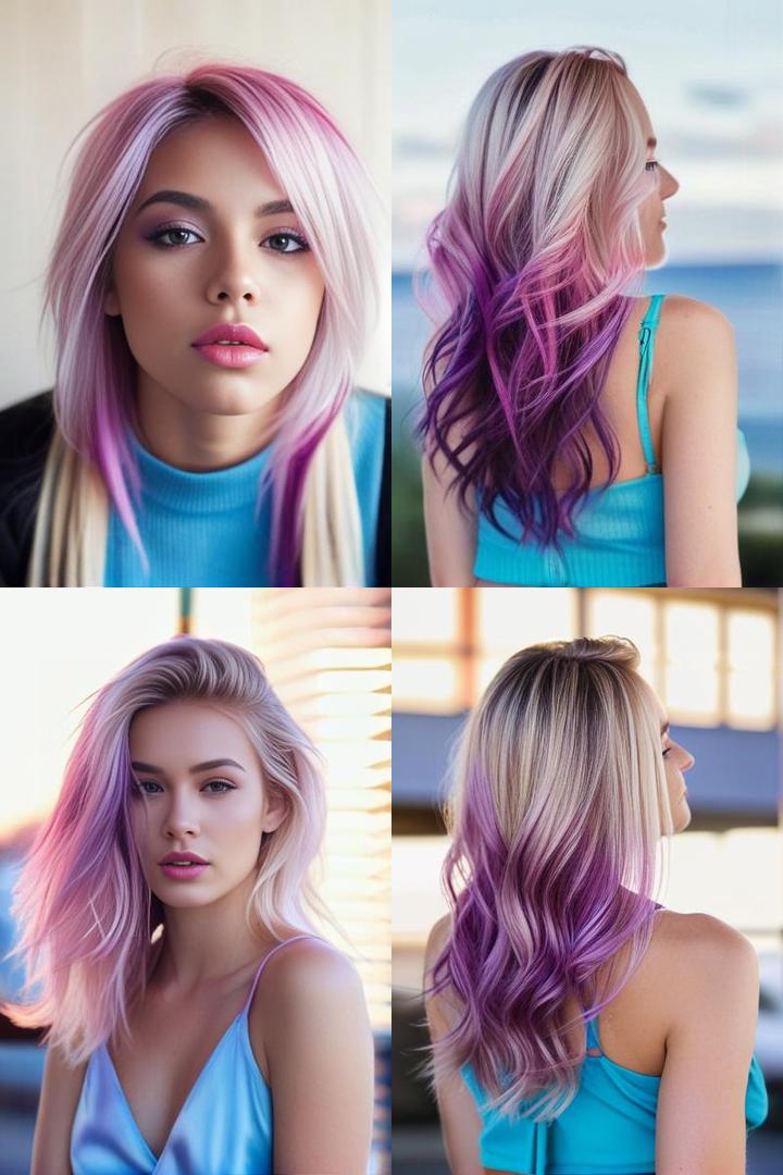 Pink Purple Highlights Blonde Hair