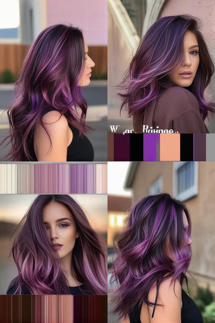 Stunning Pinkish Purple Highlights On Brown Hair