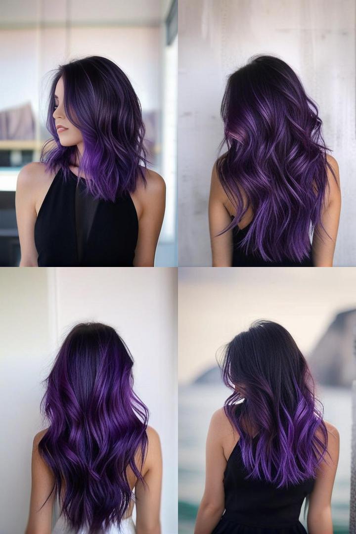 Stunning Purple Highlights Voluminous Layers