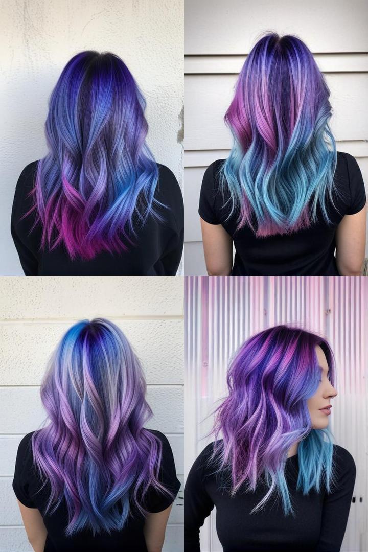 Stylish Purple Roots With Pink And Blue Accents